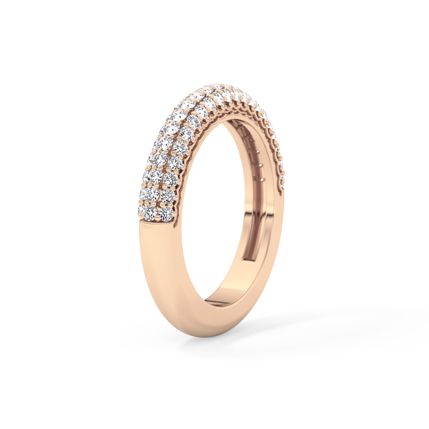 Half Eternity Wedding Band with 0.68 TCW Round Cut Moissanite – Yellow, White, or Rose Gold