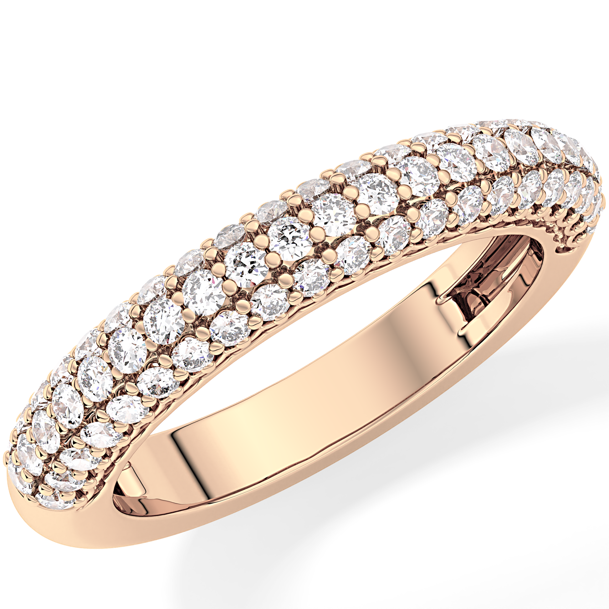 Half Eternity Wedding Band with 0.68 TCW Round Cut Moissanite – Yellow, White, or Rose Gold