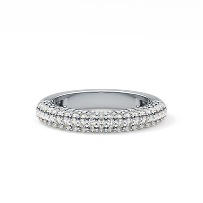 Half Eternity Wedding Band with 0.68 TCW Round Cut Moissanite – Yellow, White, or Rose Gold