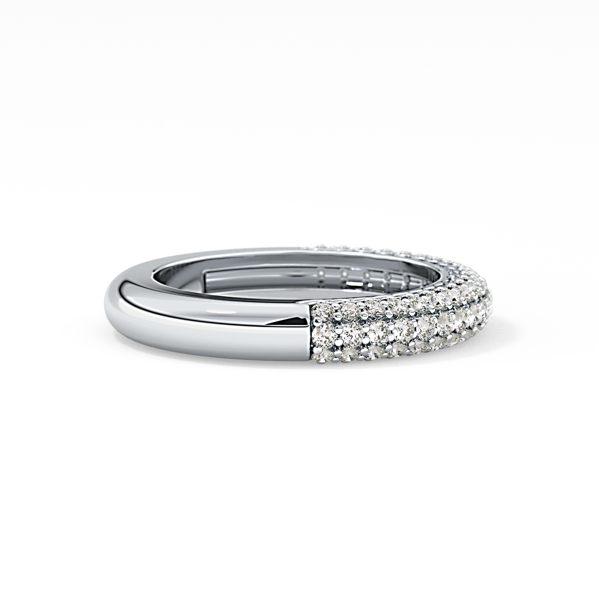 Half Eternity Wedding Band with 0.68 TCW Round Cut Moissanite – Yellow, White, or Rose Gold