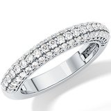 Half Eternity Wedding Band with 0.68 TCW Round Cut Moissanite – Yellow, White, or Rose Gold