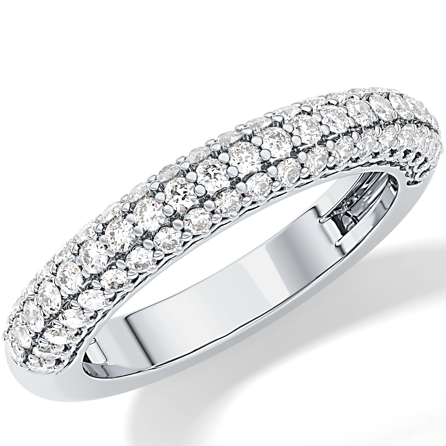 Half Eternity Wedding Band with 0.68 TCW Round Cut Moissanite – Yellow, White, or Rose Gold