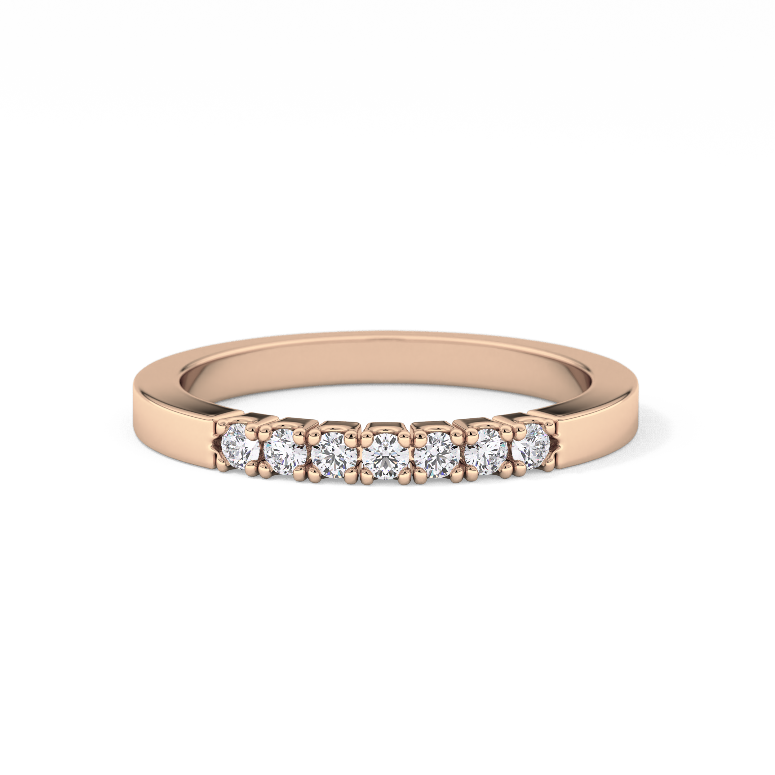 Multi Stones Wedding Band with 0.24 TCW Round Cut Moissanite – Yellow, White, or Rose Gold