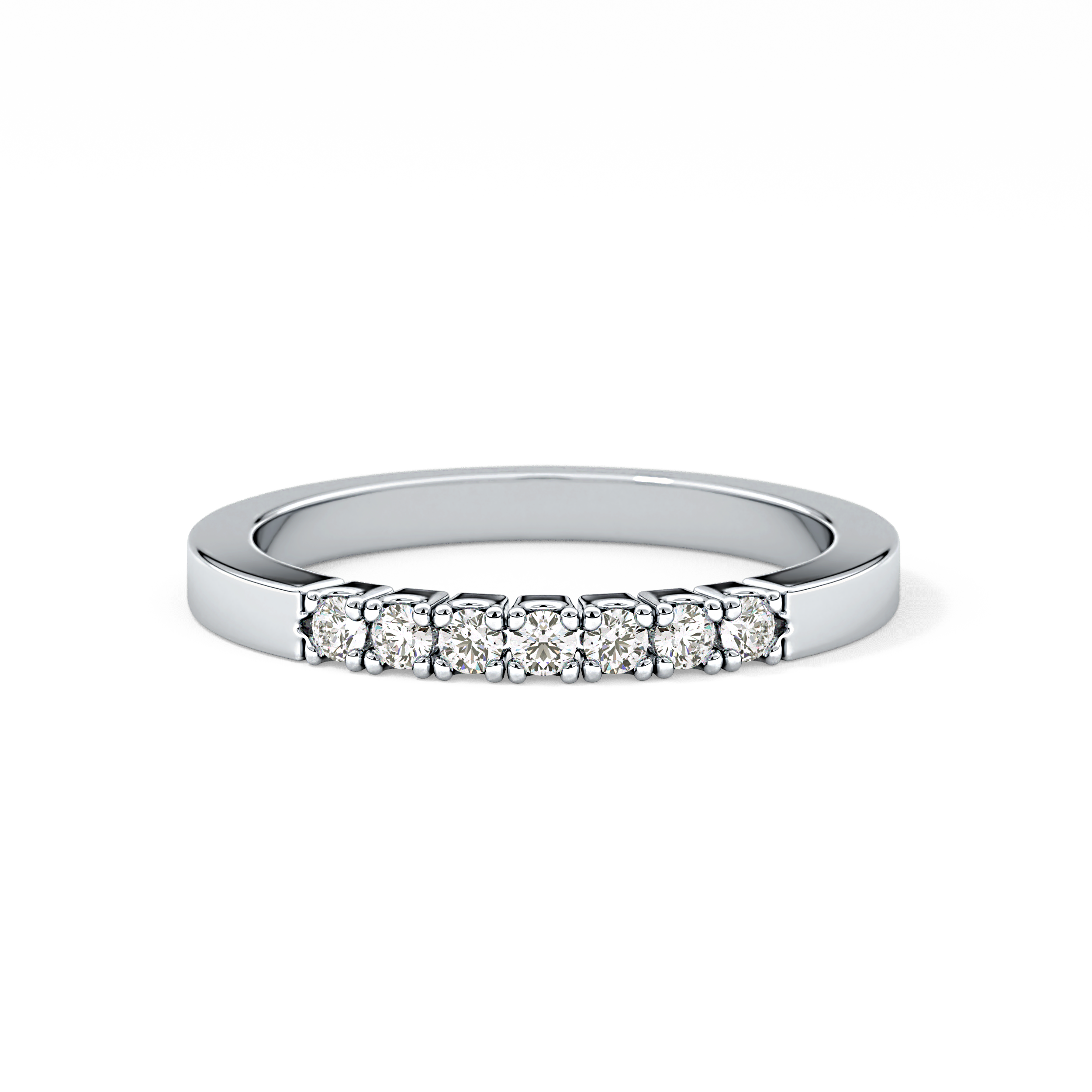 Multi Stones Wedding Band with 0.24 TCW Round Cut Moissanite – Yellow, White, or Rose Gold