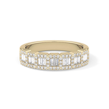 Half Eternity Wedding Band with 0.71 TCW Round and Baguette Cut Moissanite – Yellow, White, or Rose Gold