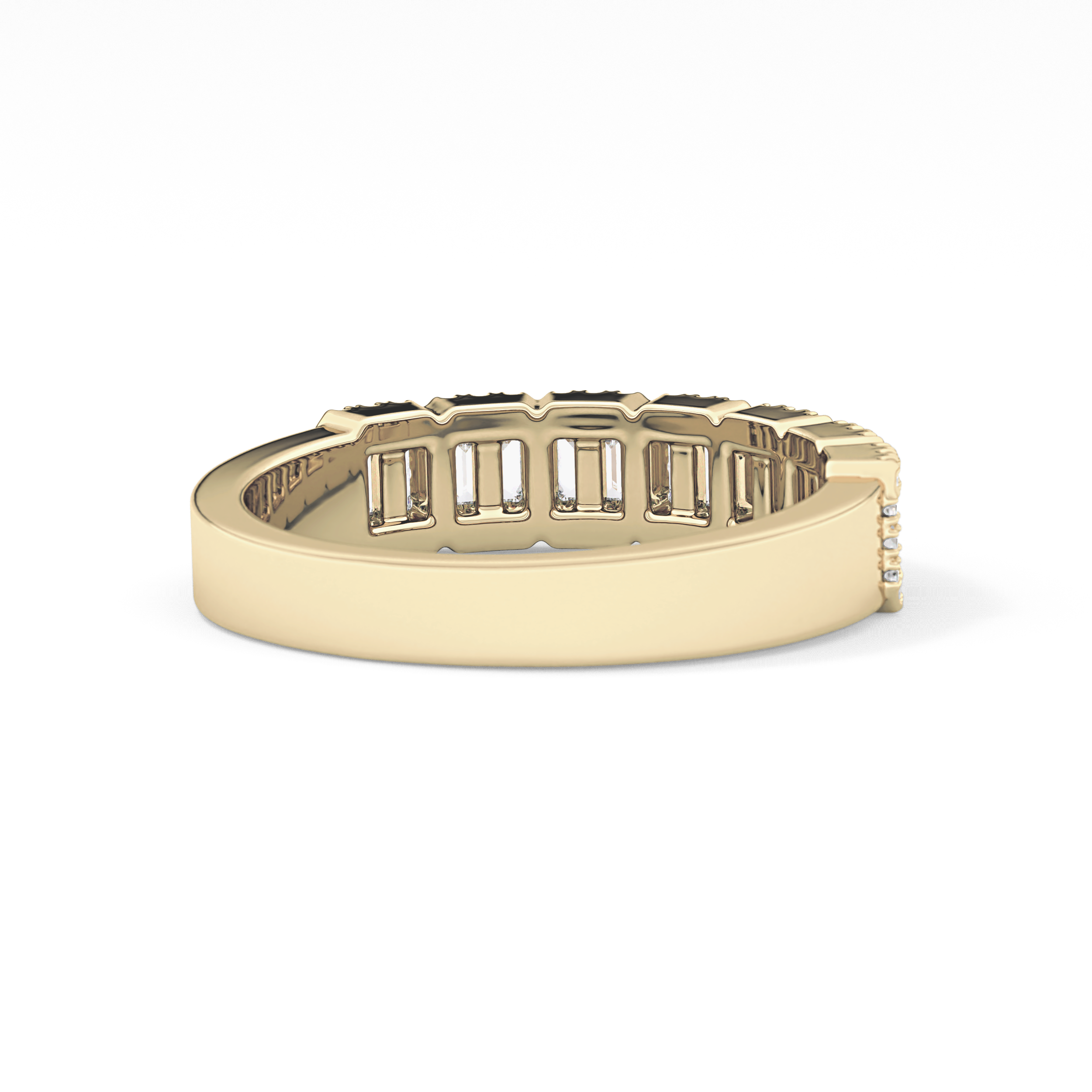 Half Eternity Wedding Band with 0.71 TCW Round and Baguette Cut Moissanite – Yellow, White, or Rose Gold