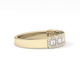 Half Eternity Wedding Band with 0.71 TCW Round and Baguette Cut Moissanite – Yellow, White, or Rose Gold