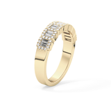Half Eternity Wedding Band with 0.71 TCW Round and Baguette Cut Moissanite – Yellow, White, or Rose Gold