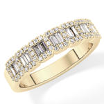 Half Eternity Wedding Band with 0.71 TCW Round and Baguette Cut Moissanite – Yellow, White, or Rose Gold