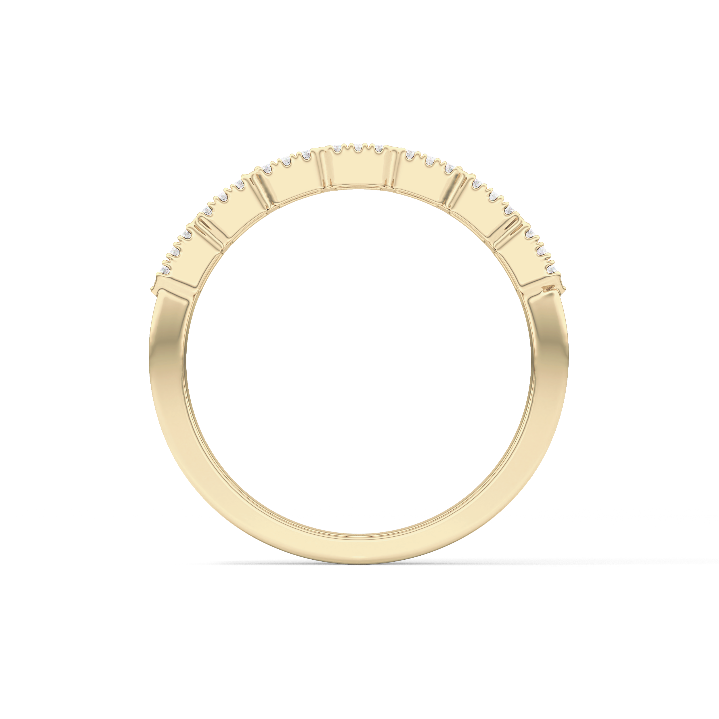 Half Eternity Wedding Band with 0.71 TCW Round and Baguette Cut Moissanite – Yellow, White, or Rose Gold