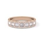 Half Eternity Wedding Band with 0.71 TCW Round and Baguette Cut Moissanite – Yellow, White, or Rose Gold