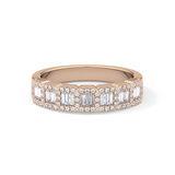 Half Eternity Wedding Band with 0.71 TCW Round and Baguette Cut Moissanite – Yellow, White, or Rose Gold