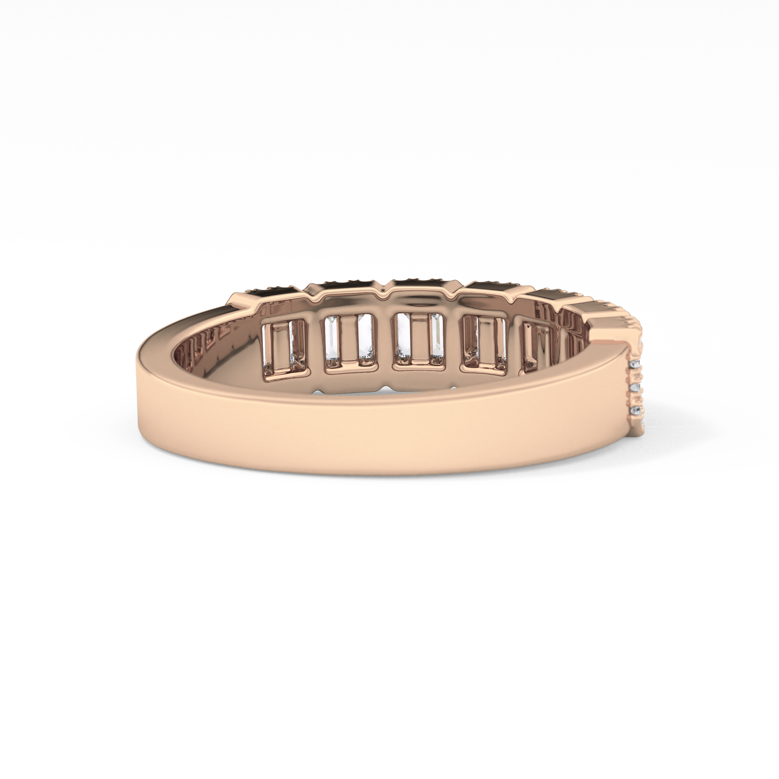 Half Eternity Wedding Band with 0.71 TCW Round and Baguette Cut Moissanite – Yellow, White, or Rose Gold