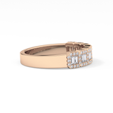 Half Eternity Wedding Band with 0.71 TCW Round and Baguette Cut Moissanite – Yellow, White, or Rose Gold
