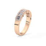 Half Eternity Wedding Band with 0.71 TCW Round and Baguette Cut Moissanite – Yellow, White, or Rose Gold