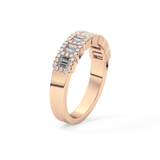 Half Eternity Wedding Band with 0.71 TCW Round and Baguette Cut Moissanite – Yellow, White, or Rose Gold