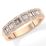 Half Eternity Wedding Band with 0.71 TCW Round and Baguette Cut Moissanite – Yellow, White, or Rose Gold