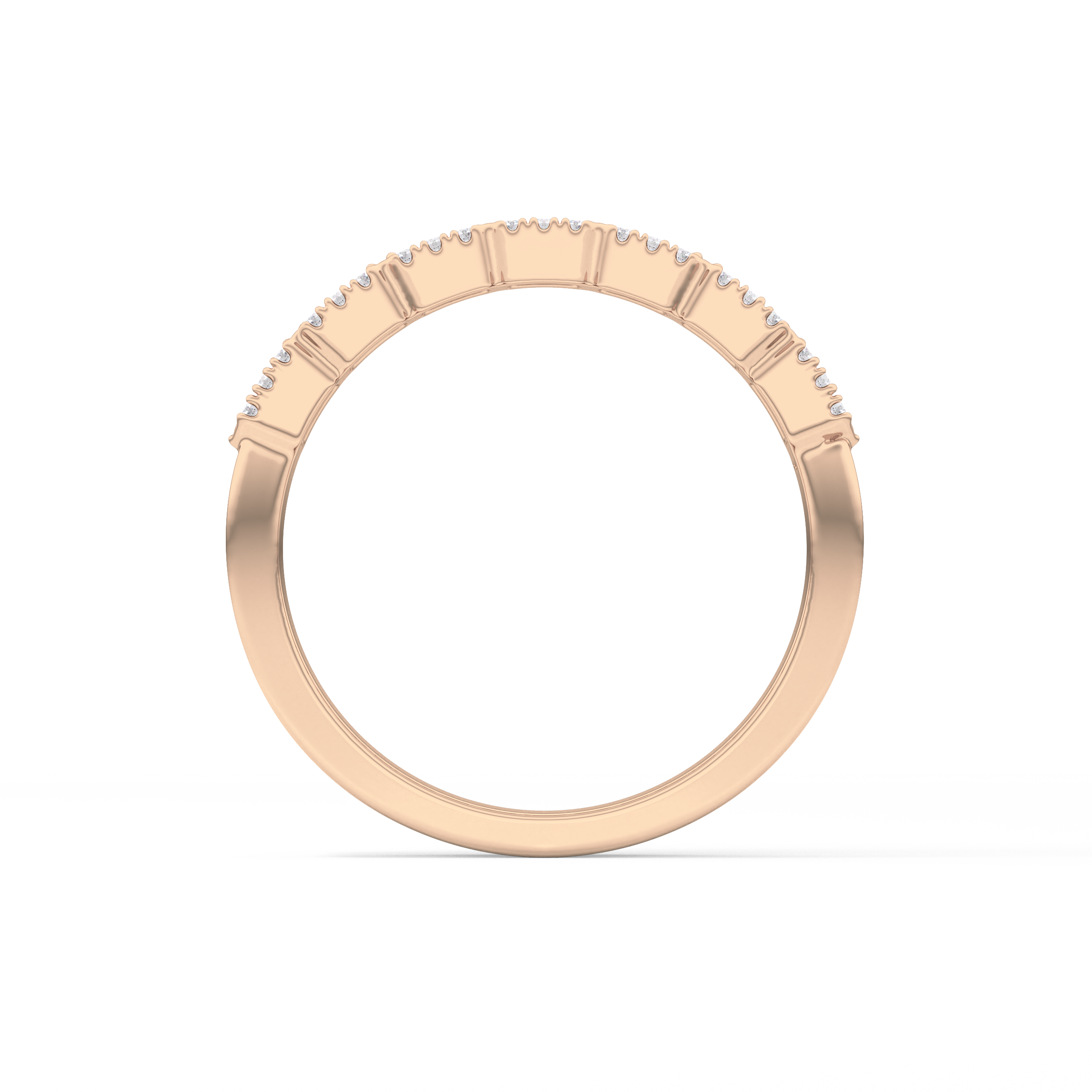 Half Eternity Wedding Band with 0.71 TCW Round and Baguette Cut Moissanite – Yellow, White, or Rose Gold