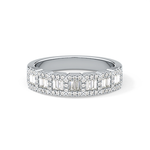 Half Eternity Wedding Band with 0.71 TCW Round and Baguette Cut Moissanite – Yellow, White, or Rose Gold