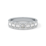 Half Eternity Wedding Band with 0.71 TCW Round and Baguette Cut Moissanite – Yellow, White, or Rose Gold