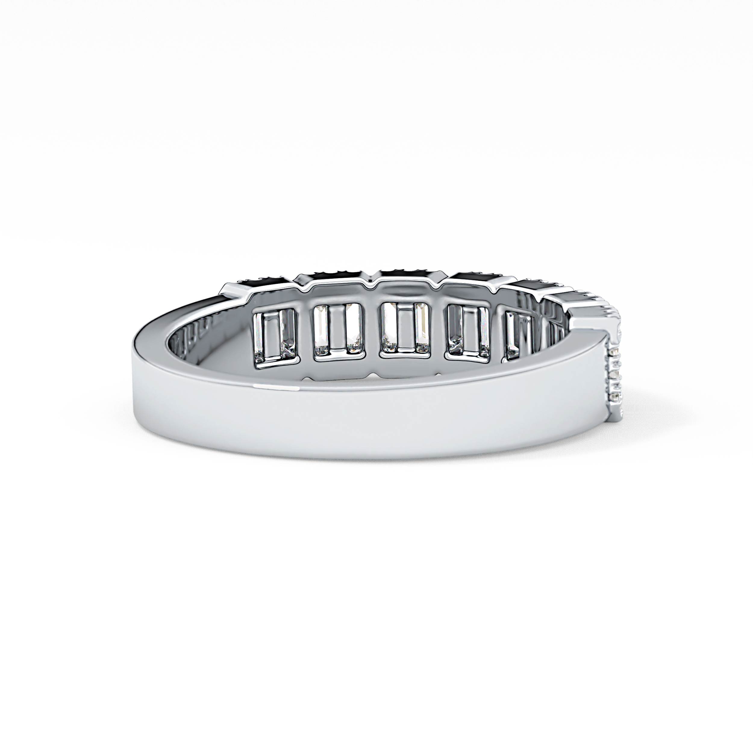 Half Eternity Wedding Band with 0.71 TCW Round and Baguette Cut Moissanite – Yellow, White, or Rose Gold