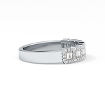 Half Eternity Wedding Band with 0.71 TCW Round and Baguette Cut Moissanite – Yellow, White, or Rose Gold