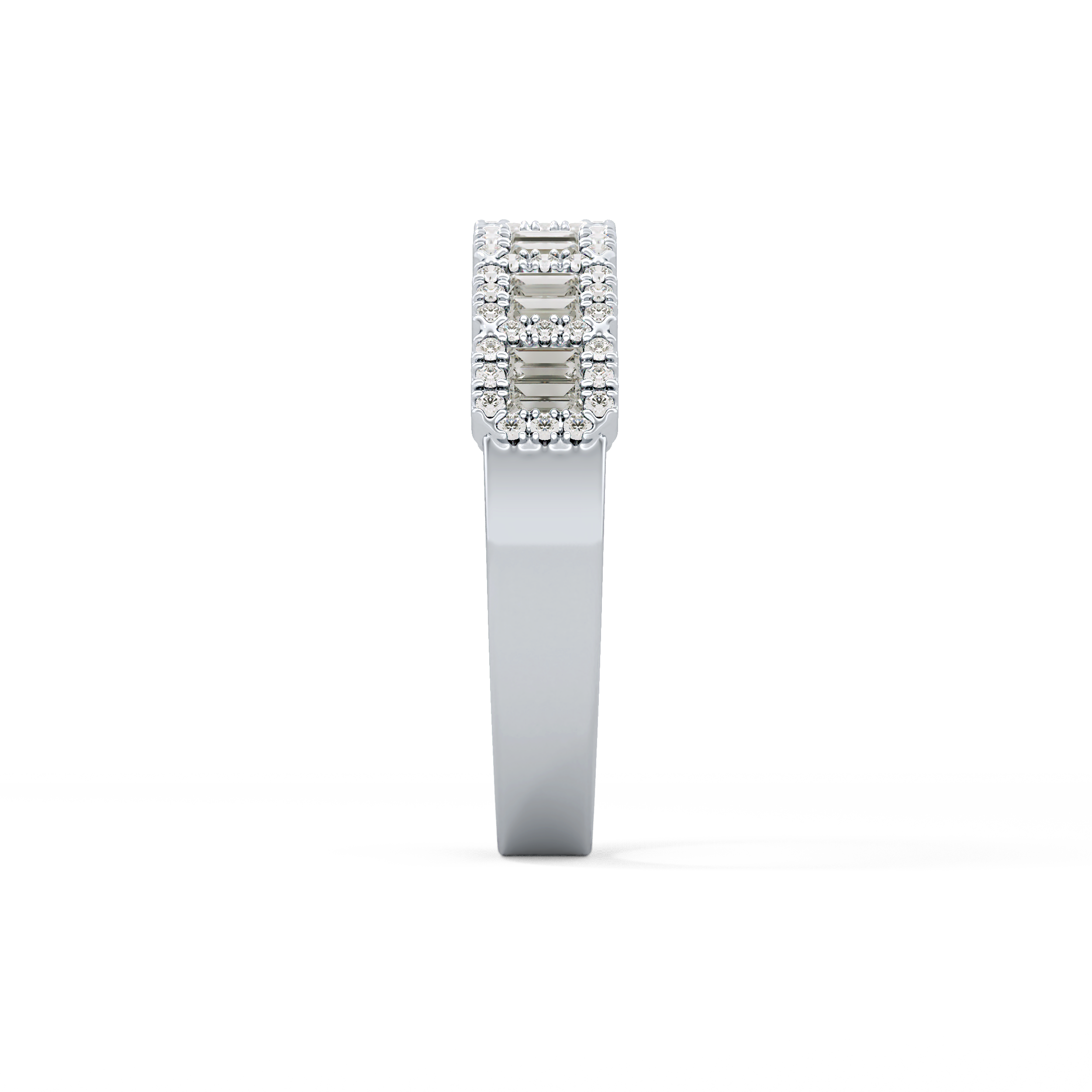 Half Eternity Wedding Band with 0.71 TCW Round and Baguette Cut Moissanite – Yellow, White, or Rose Gold