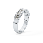 Half Eternity Wedding Band with 0.71 TCW Round and Baguette Cut Moissanite – Yellow, White, or Rose Gold
