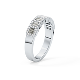 Half Eternity Wedding Band with 0.71 TCW Round and Baguette Cut Moissanite – Yellow, White, or Rose Gold