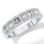 Half Eternity Wedding Band with 0.71 TCW Round and Baguette Cut Moissanite – Yellow, White, or Rose Gold