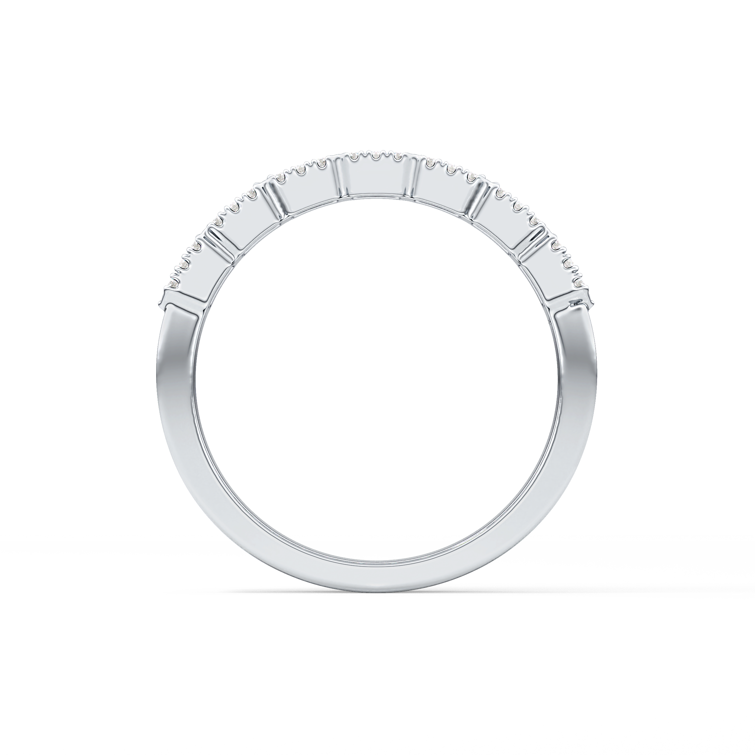 Half Eternity Wedding Band with 0.71 TCW Round and Baguette Cut Moissanite – Yellow, White, or Rose Gold