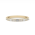 Half Eternity Wedding Band with 0.70 TCW Round and Baguette Cut Moissanite – Yellow, White, or Rose Gold