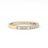 Half Eternity Wedding Band with 0.70 TCW Round and Baguette Cut Moissanite – Yellow, White, or Rose Gold