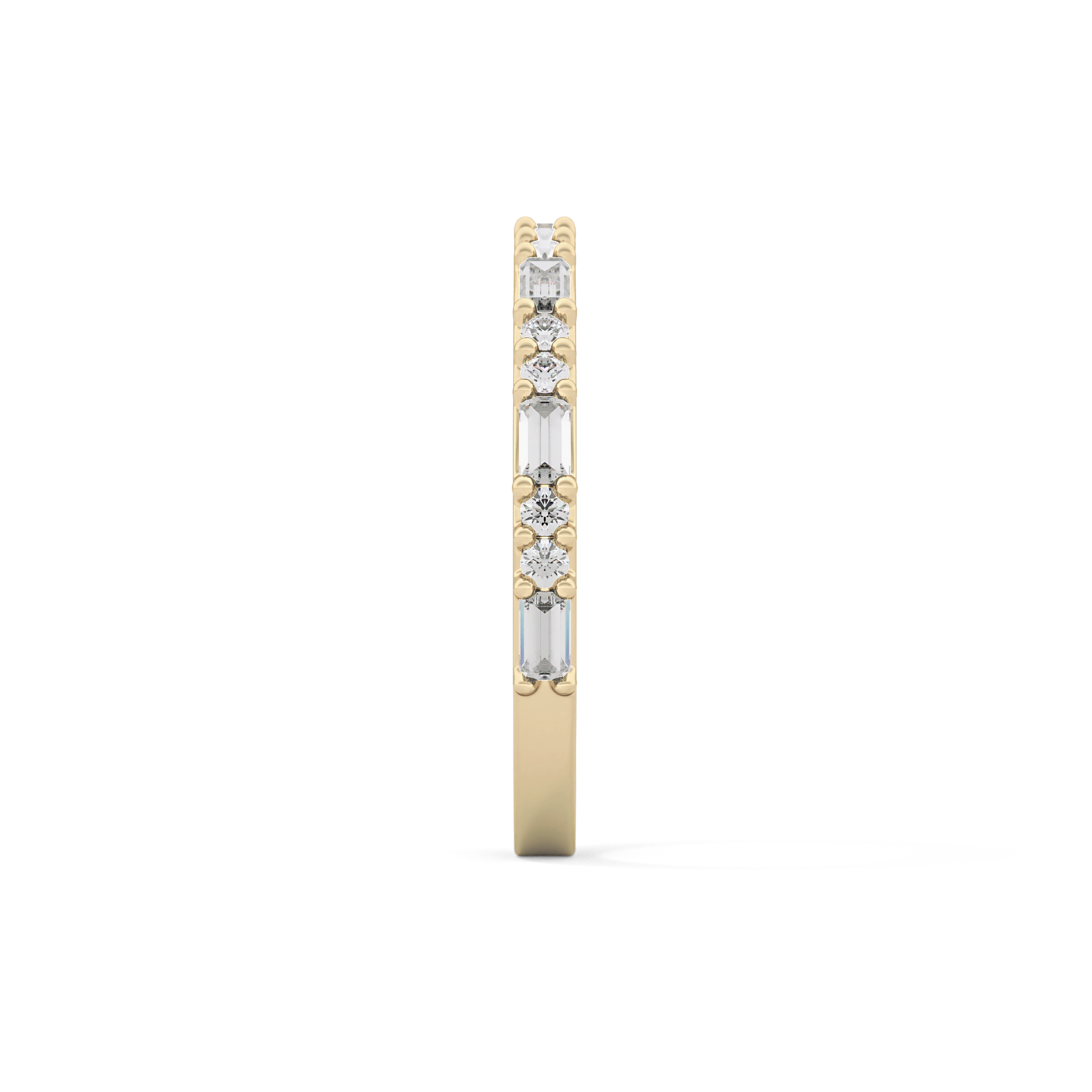 Half Eternity Wedding Band with 0.70 TCW Round and Baguette Cut Moissanite – Yellow, White, or Rose Gold