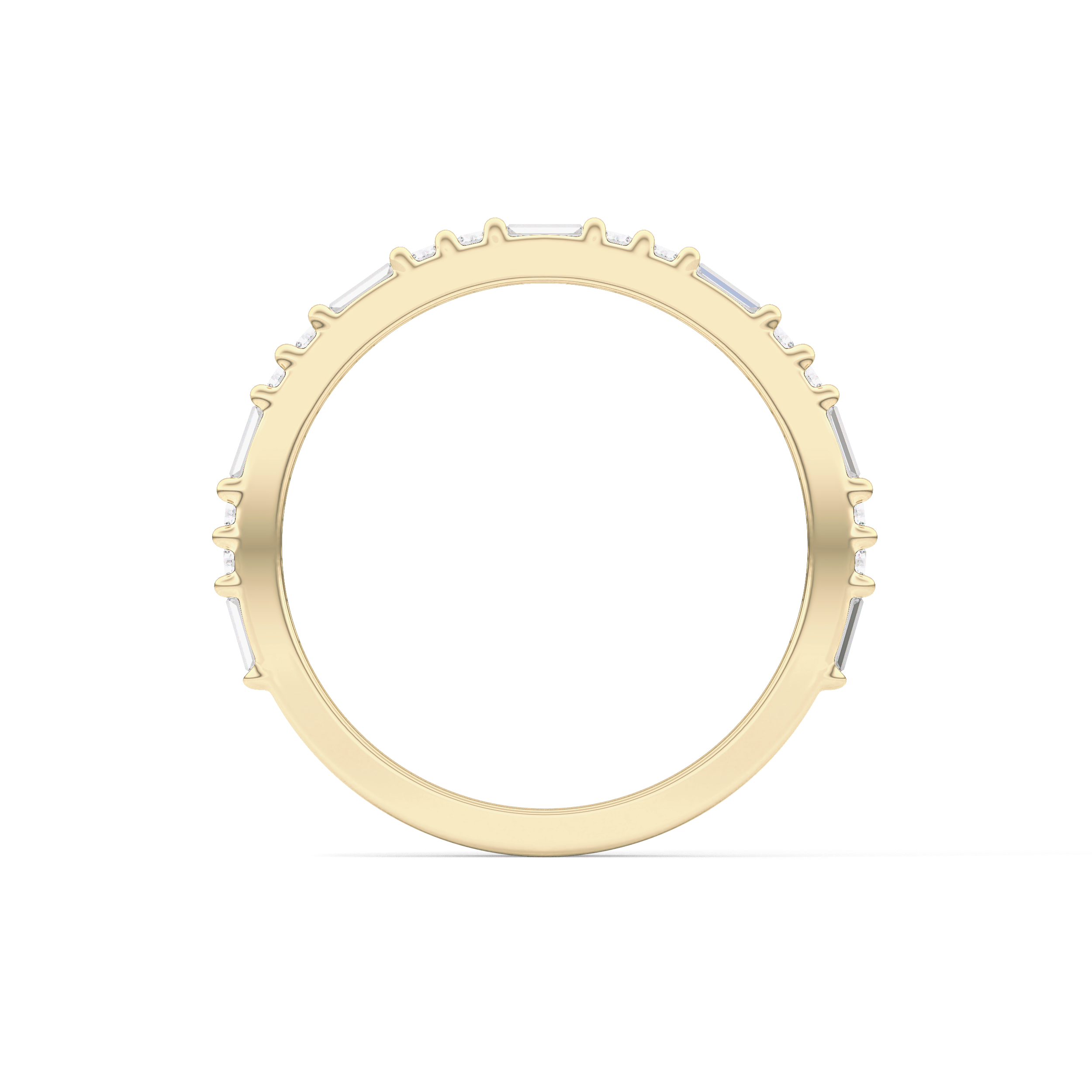 Half Eternity Wedding Band with 0.70 TCW Round and Baguette Cut Moissanite – Yellow, White, or Rose Gold