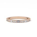 Half Eternity Wedding Band with 0.70 TCW Round and Baguette Cut Moissanite – Yellow, White, or Rose Gold