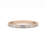Half Eternity Wedding Band with 0.70 TCW Round and Baguette Cut Moissanite – Yellow, White, or Rose Gold