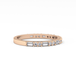Half Eternity Wedding Band with 0.70 TCW Round and Baguette Cut Moissanite – Yellow, White, or Rose Gold
