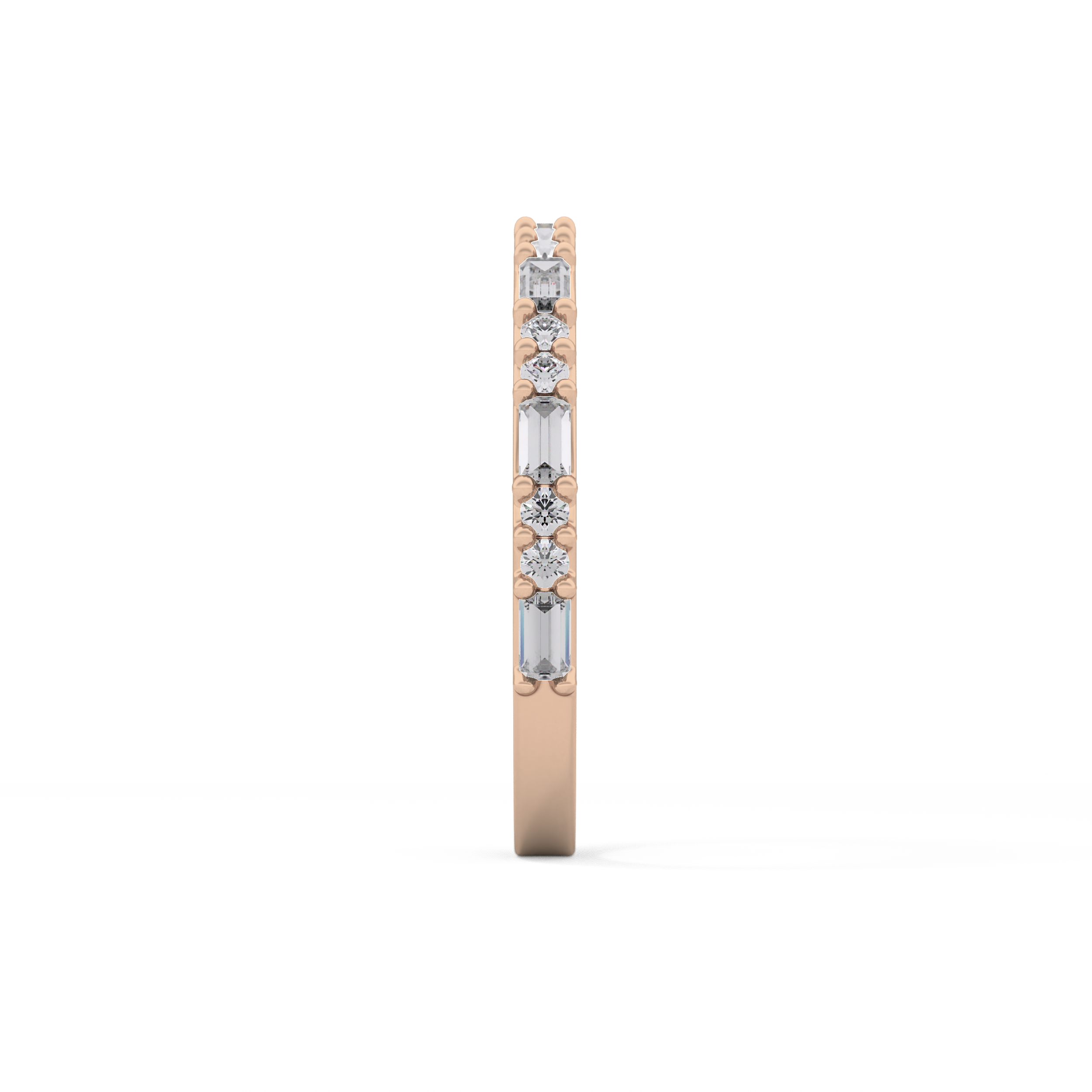 Half Eternity Wedding Band with 0.70 TCW Round and Baguette Cut Moissanite – Yellow, White, or Rose Gold