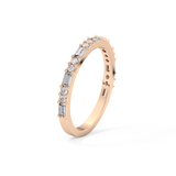 Half Eternity Wedding Band with 0.70 TCW Round and Baguette Cut Moissanite – Yellow, White, or Rose Gold