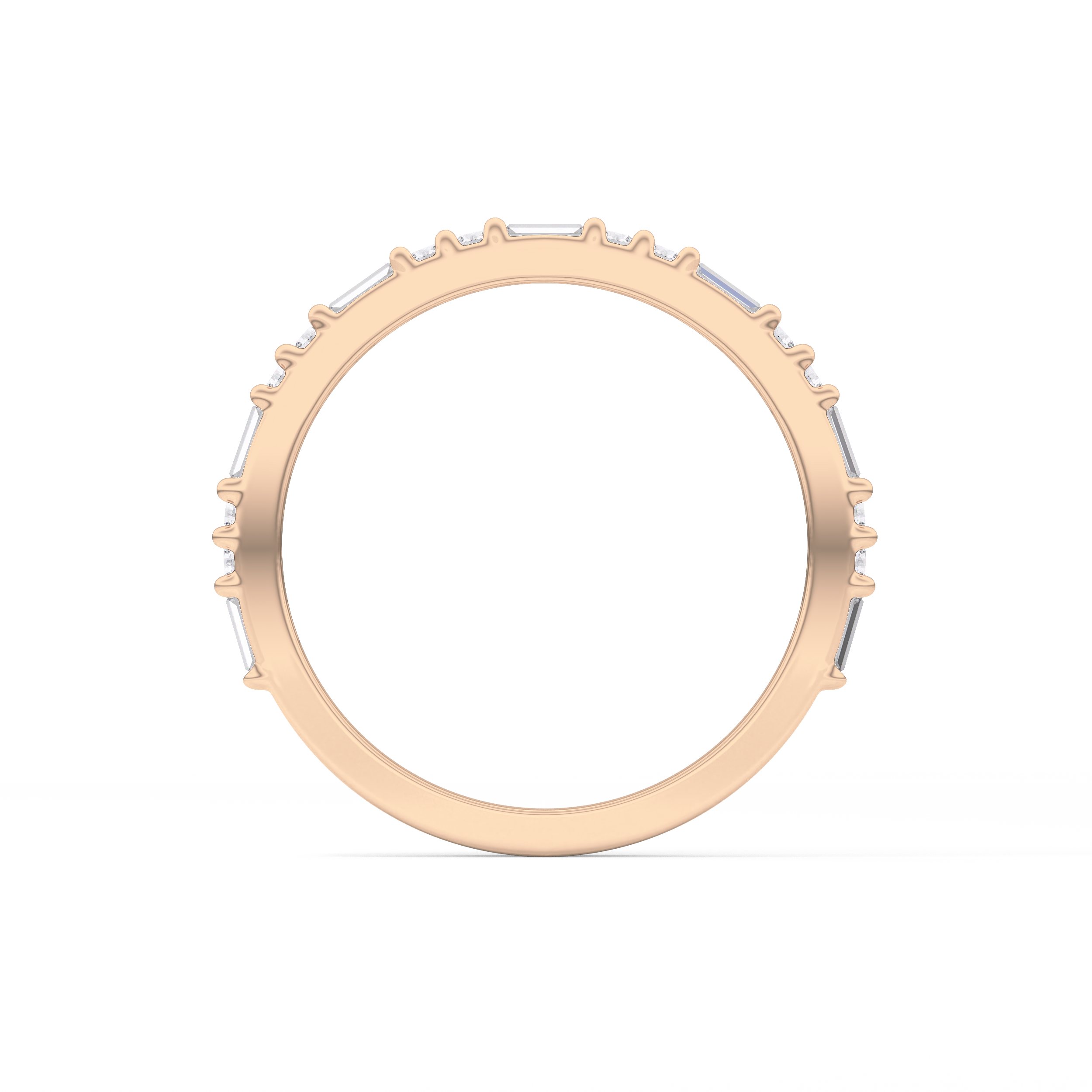 Half Eternity Wedding Band with 0.70 TCW Round and Baguette Cut Moissanite – Yellow, White, or Rose Gold