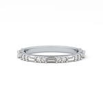 Half Eternity Wedding Band with 0.70 TCW Round and Baguette Cut Moissanite – Yellow, White, or Rose Gold