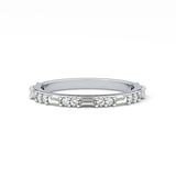 Half Eternity Wedding Band with 0.70 TCW Round and Baguette Cut Moissanite – Yellow, White, or Rose Gold
