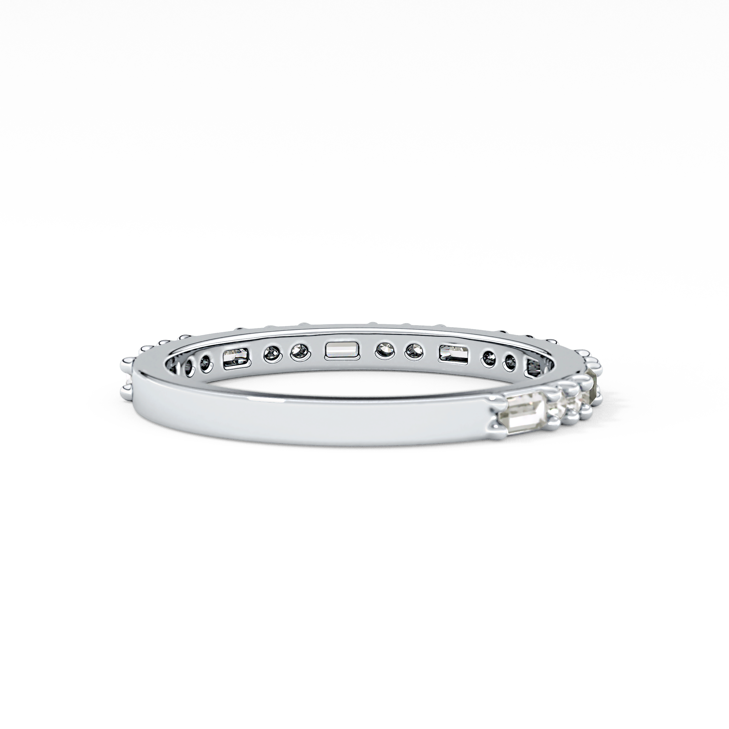 Half Eternity Wedding Band with 0.70 TCW Round and Baguette Cut Moissanite – Yellow, White, or Rose Gold