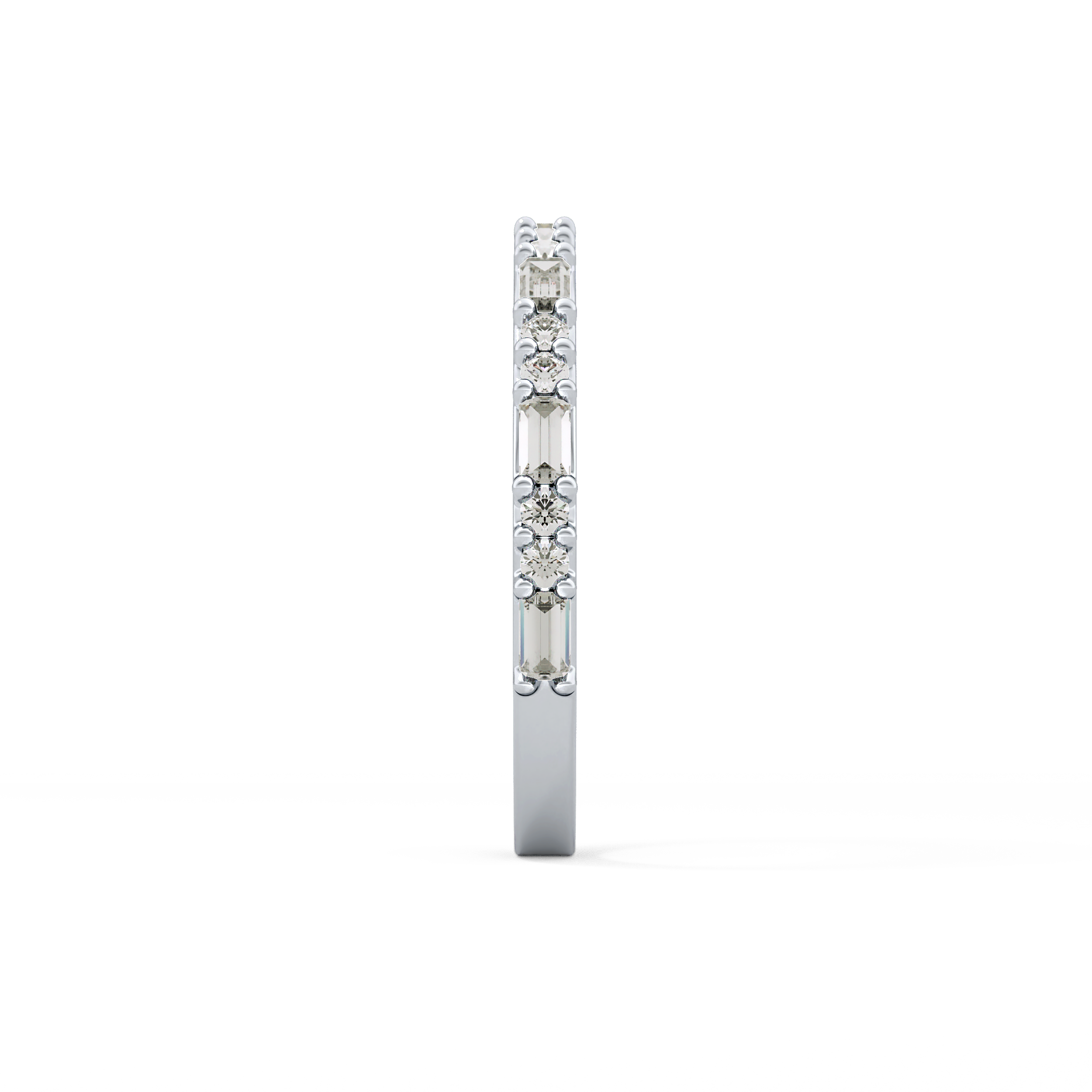 Half Eternity Wedding Band with 0.70 TCW Round and Baguette Cut Moissanite – Yellow, White, or Rose Gold
