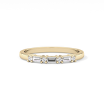 Half Eternity Wedding Band with 0.22 TCW Round and Baguette Cut Moissanite – Yellow, White, or Rose Gold
