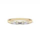 Half Eternity Wedding Band with 0.22 TCW Round and Baguette Cut Moissanite – Yellow, White, or Rose Gold