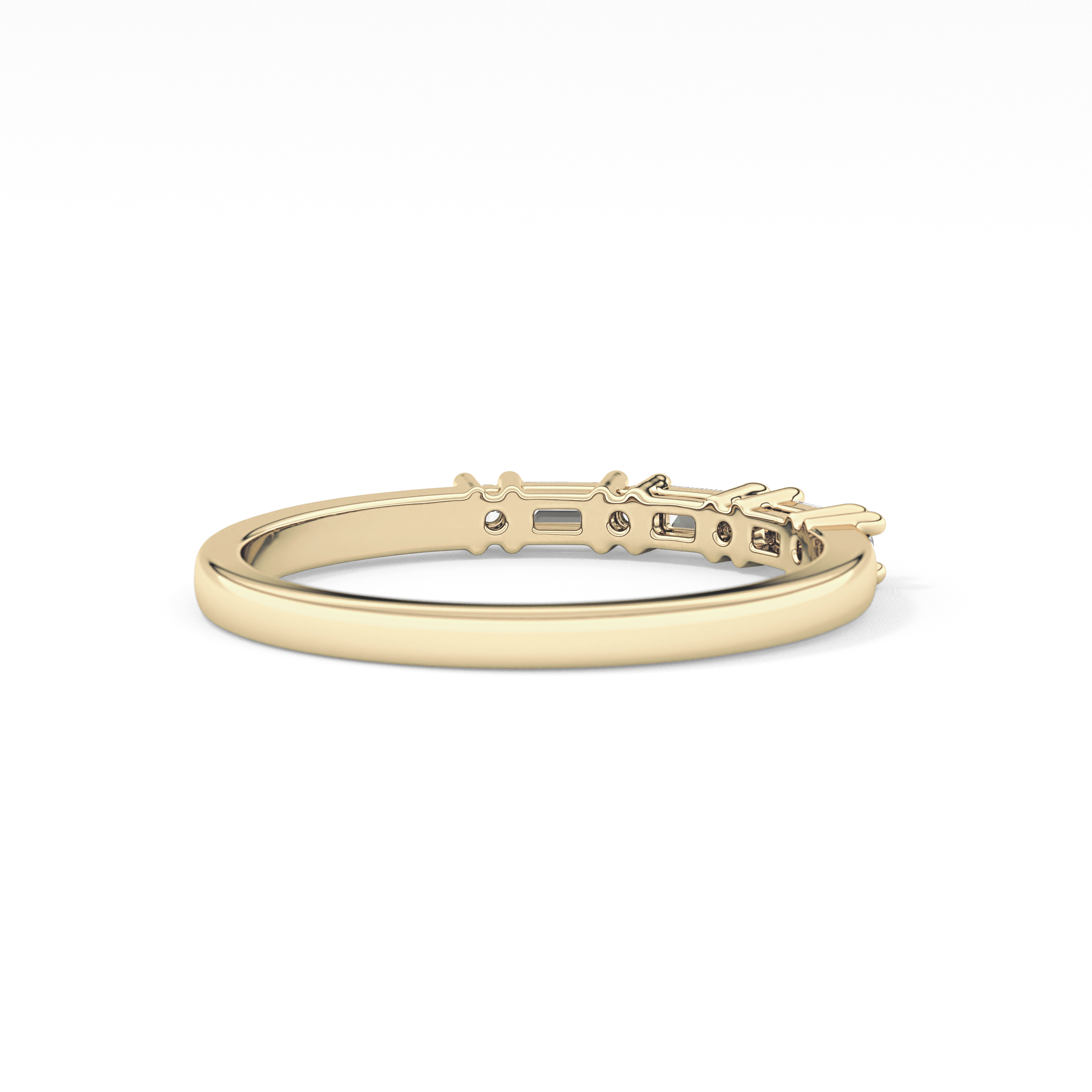 Half Eternity Wedding Band with 0.22 TCW Round and Baguette Cut Moissanite – Yellow, White, or Rose Gold