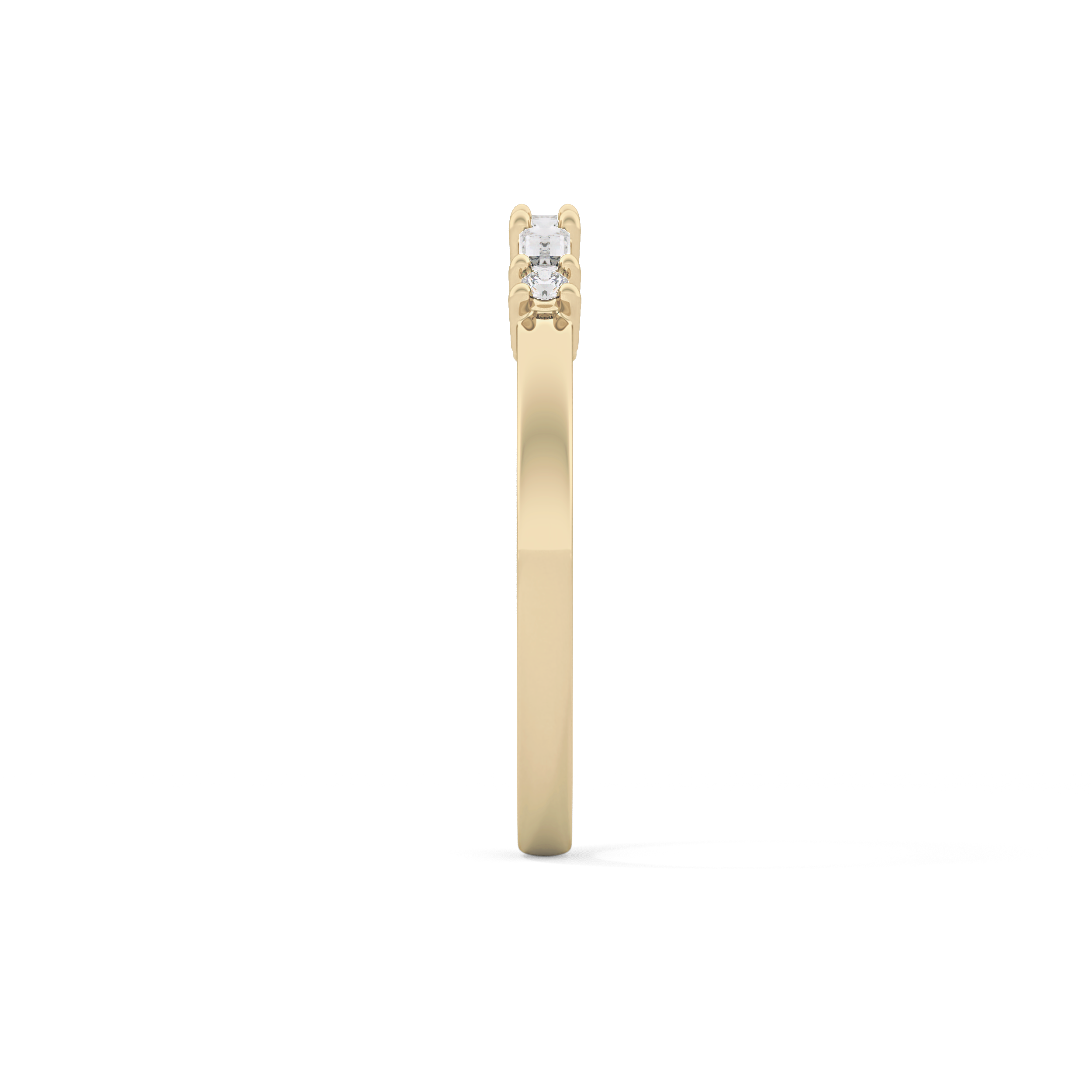 Half Eternity Wedding Band with 0.22 TCW Round and Baguette Cut Moissanite – Yellow, White, or Rose Gold