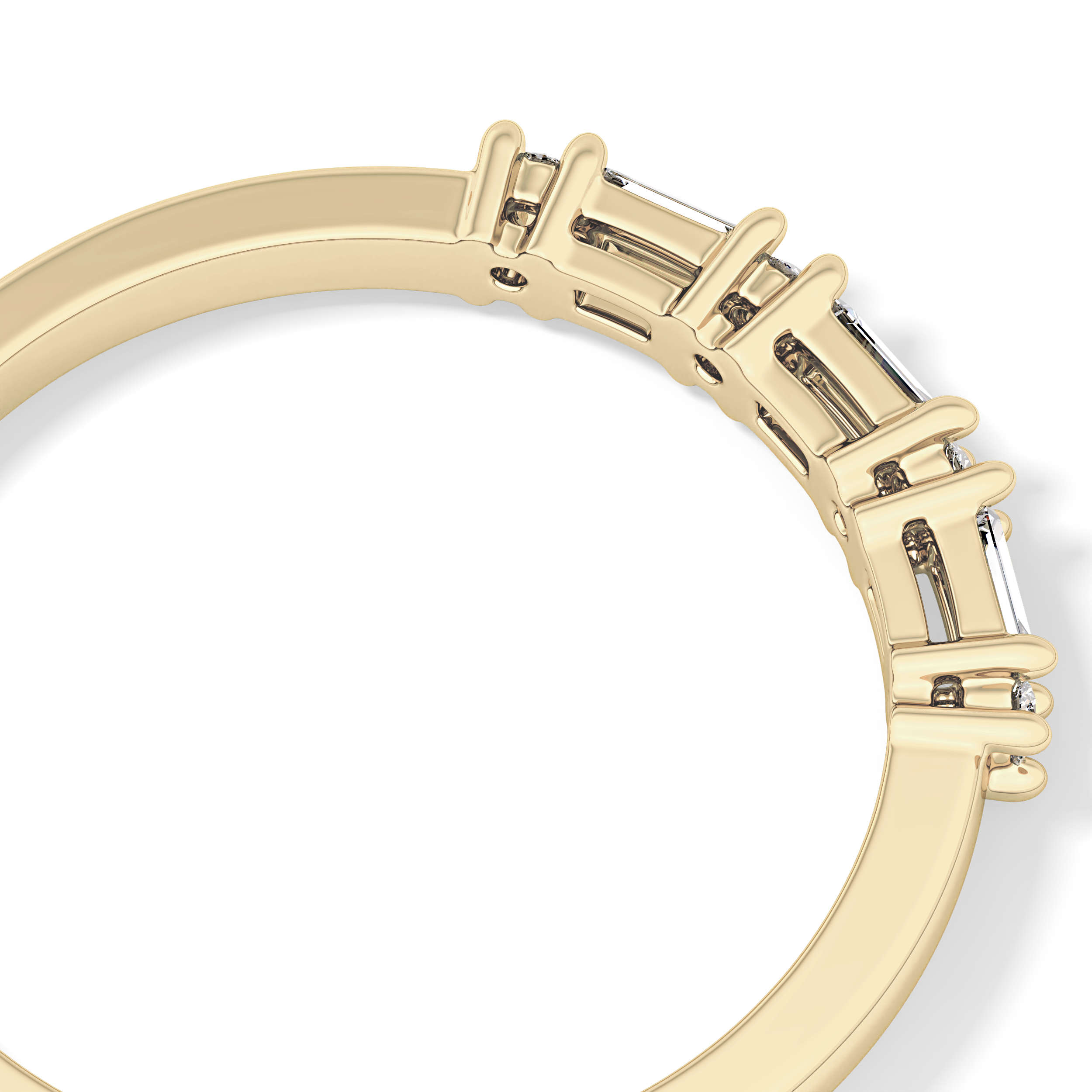 Half Eternity Wedding Band with 0.22 TCW Round and Baguette Cut Moissanite – Yellow, White, or Rose Gold